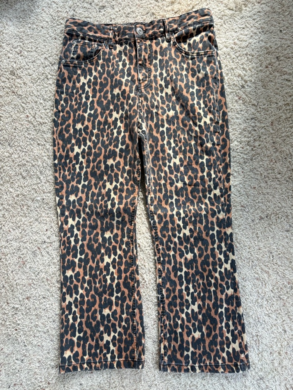 BDG Leopard-Pattern Straight-Leg Jeans in Brown & Black